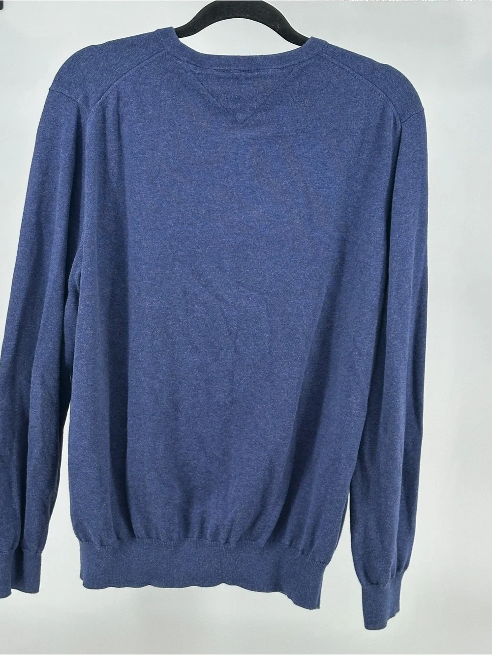 Meme Large Tommy Hilfiger Men's V-Neck Heather Navy Sweater 100% Cotton